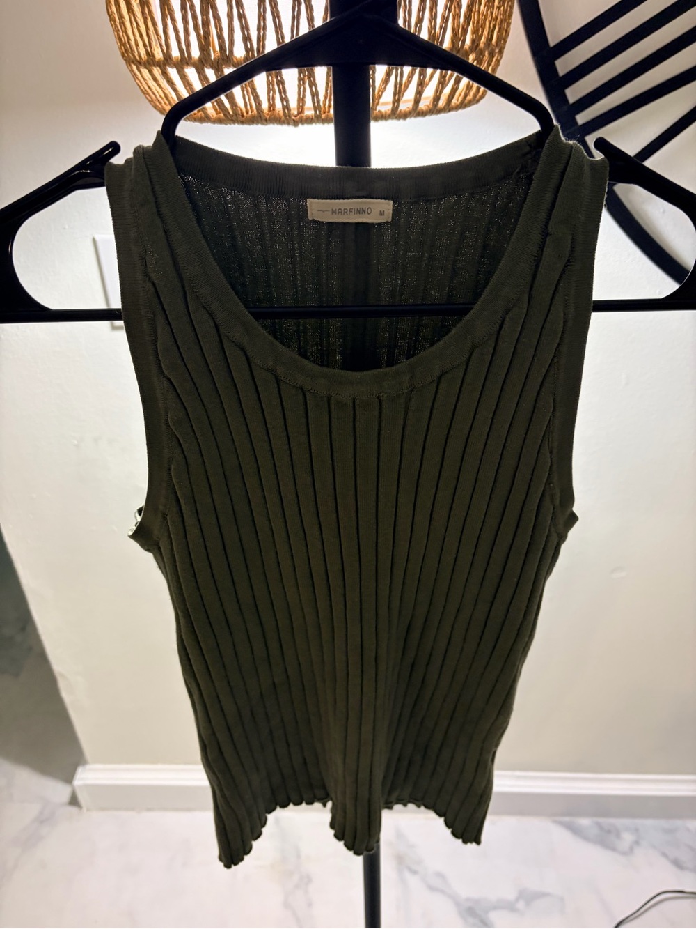 Olive Ribbed Tank Top - Picture 3 of 7